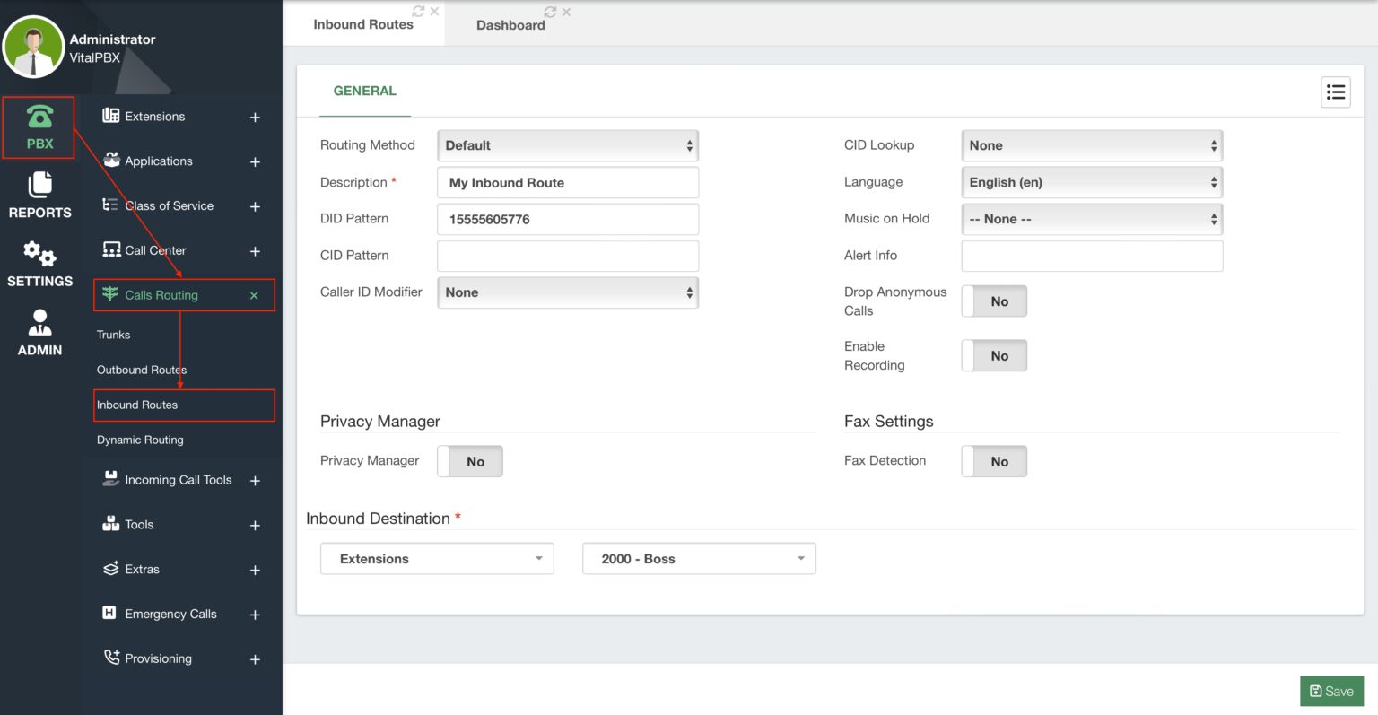 Inbound Routes – VitalPBX Wiki